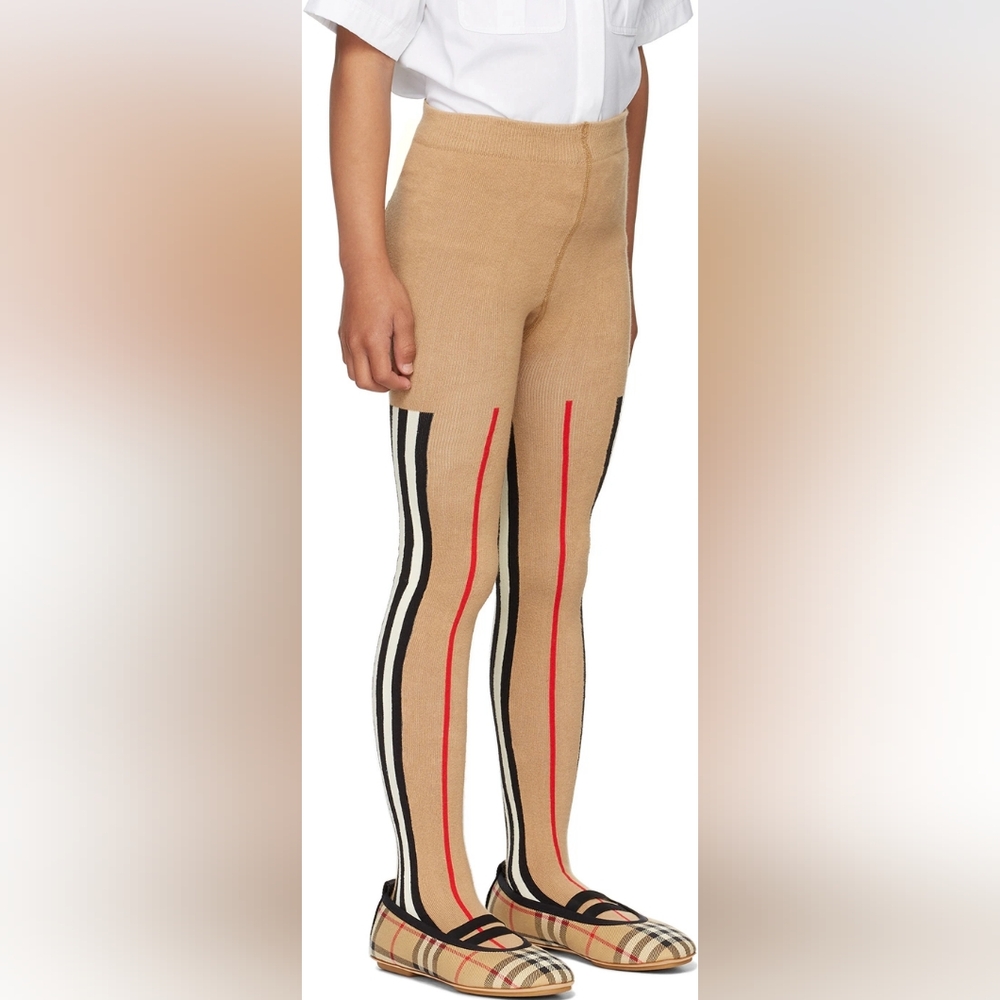 NEW! Burberry Kids Beige Icon Stripe Tights Size 8Y